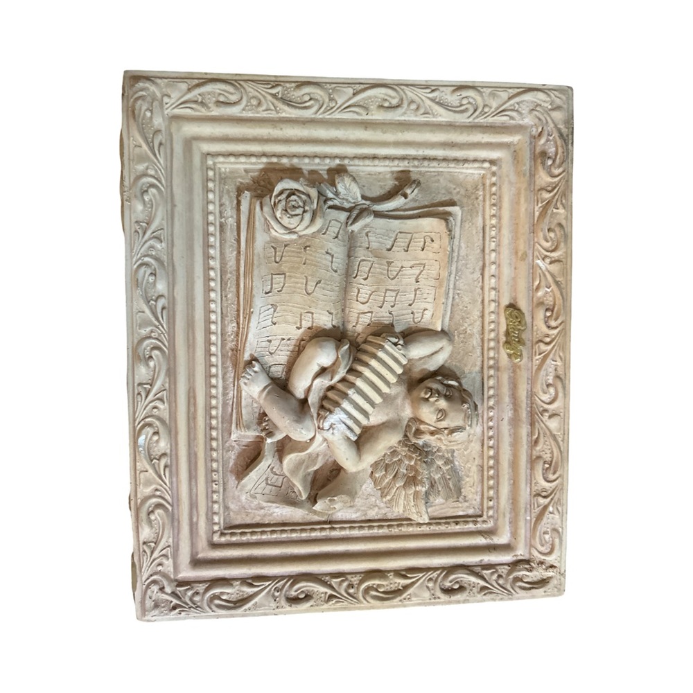 Vintage Barelli Italy Cherub Wall Plaque Accordion Cherub Angel 3D - Picture 11 of 16